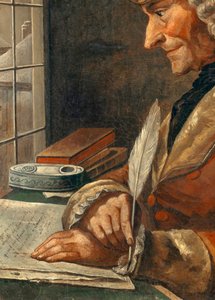 Porträt von Francois Marie Arouet Voltaire (1694-1778) in seinem Arbeitszimmer (Detail)