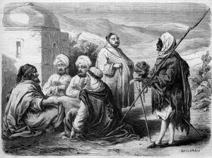 Verschiedene Arten von Derwischen (Bettlern) auf den Straßen von Tunis, Tunesien von French School