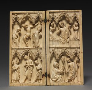 Diptychon: Szenen aus der Passion und dem Jenseits Christi, ca. 1330-1350 von French School
