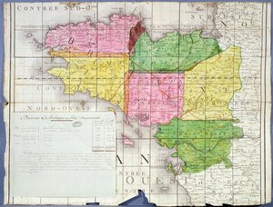 Einteilung der Bretagne in sechs Departements, ca. 1789-90