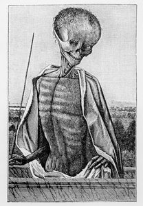 Doktor Tod, aus einem Stundenbuch, Illustration aus Wissenschaft und Literatur im Mittelalter und in der Renaissance, geschrieben und graviert von Paul Lacroix, 1878 von French School