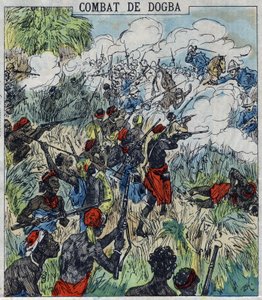 Schlacht von Dogba zwischen der Expeditionsarmee von General Dodds und den Truppen von Behanzin. Dahomey von French School