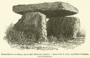 Dolmen entdeckt in Afrika, im Tal von El-Arouna, Kabylie (Gravur) von French School