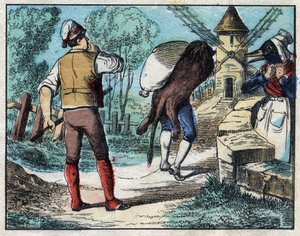 Der Esel im Löwenfell. Fabeln von Jean de La Fontaine (1621-95). Epinal Imaging aus dem späten 19. Jahrhundert. von French School