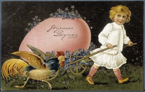 Ostergruß-Postkarte, 20. Jahrhundert von French School