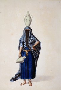 Ägyptische Frau mit einem Ibrik-Wasserkrug, osmanische Periode, drittes Viertel des 18. Jahrhunderts