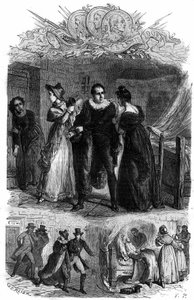 Emilie de Lavalette, bekannt als Madame de la Valletta, ließ ihren Ehemann Antoine Marie Chamans, Graf von Lavalette (1769-1830, Direktor der Post) während der Revolution aus der Concierge fliehen. Gravur in „Histoire des Papes-Rois-Queen and Empereurs“