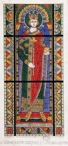 Kaiser Heinrich I. der Vogler (875 - 936). Ein Glasfenster aus der Kathedrale von Straßburg. von French School