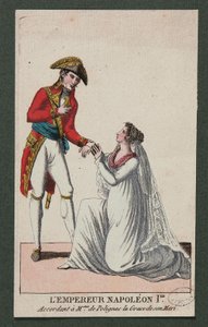 Kaiser Napoleon I. gewährt Madame de Polignac die Gnade ihres Mannes von French School