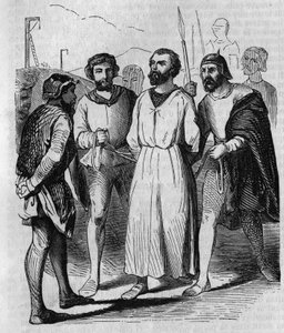 Enguerrand de Marigny, Kämmerer und Minister von König Philipp IV. dem Schönen, auf dem Weg zur Folter im Jahr 1315. Gravur des 19. Jahrhunderts. von French School