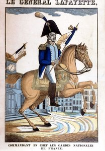 Reiterporträt von General La Fayette (Lafayette), Oberbefehlshaber der Nationalgarde von Frankreich von French School