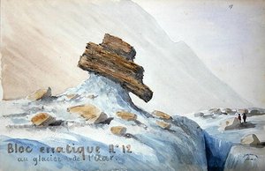 Erratischer Block Nr. 12 am Aar-Gletscher in den Schweizer Alpen