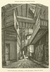Treppe aus dem sechzehnten Jahrhundert, Rue Notre-Dame, 7, in Vitre, Ille-et-Vilaine (Gravur)