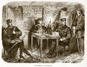 Untersuchung eines Deserteurs, Illustration aus Cassells Geschichte des Krieges zwischen Frankreich und Deutschland, 1870-1871