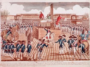 Hinrichtung von Marie Antoinette, Königin von Frankreich, Place de la Révolution, Paris, 16. Oktober 1793 (Gravur)