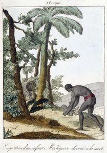 Ausstellung eines zum Tode geweihten Madegasse-Kindes. 1811 von French School