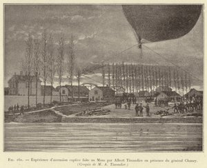 Aufstiegsexperiment in Mans von Albert Tissandier in Anwesenheit von General Chanzy von French School