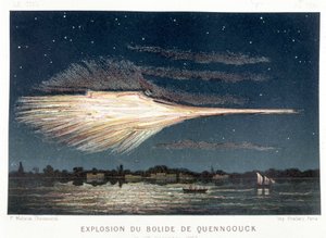 Explosion des Boliden von Quenngouck (Meteorit) am 27. Dezember 1857 - in „Le Ciel“ von Amédée Guillemin, Paris