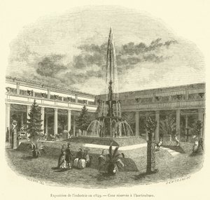 Ausstellung der Industrie 1849, für die Gartenbau reservierter Hof (Gravur) von French School