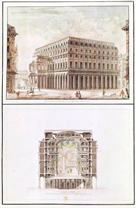 Außen- und Querschnitt des Innenraums des Théâtre des Variétés, 6 rue de Richelieu