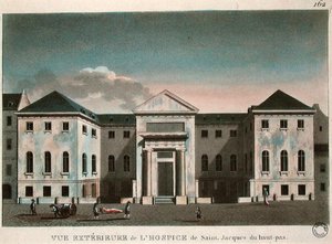 Außenansicht des Hospizes Saint-Jacques, ca. 1800