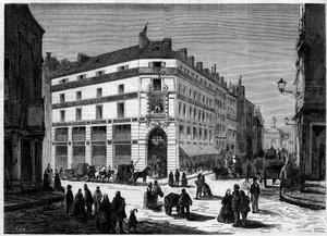 Außenansicht der neuen Geschäfte im Grand Conde, Paris, eingeweiht am 8. April von French School