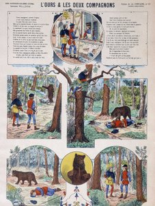 Fabel von La Fontaine: Der Bär und die zwei Gefährten - Bild von Epinal, ed. Pellerin, Ende des 19. Jahrhunderts