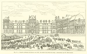 Westfassade des Louvre, um 1660, Faksimile einer zeitgenössischen Zeichnung, mitgeteilt von M. Albert Lenoir