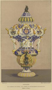 Faience de Rouen Wasserbrunnen mit dem Wappen des Hauses Montmorency-Luxemburg