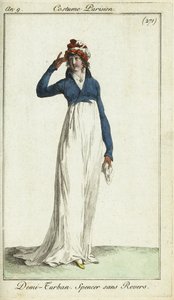 Modische Frau mit Halb-Turban und Spencer-Jacke