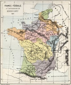 Feudalismus - Frankreich Feodal zur Zeit der Thronbesteigung von Hugues Capet - 987 - Gravur aus „L