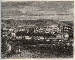 Figeac - Lot, in der Region Midi-Pyrénées - Gravur in „La France illustrée: Geographie, Geschichte, statistische Verwaltung“ von V.A. Malt-Brown. 1884 von French School