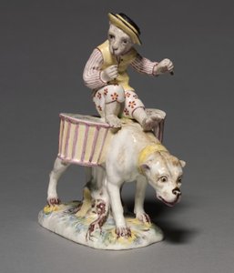 Figur eines Affen auf einem Hund, Hersteller Mennecy-Villeroy-Manufaktur, Frankreich, ca. 1760