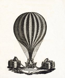 Füllen eines Heißluftballons mit Gas, ca. 1790