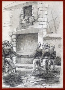 Feuerwehrleute, Die Rettungsdecke, n.d. Anfang des 19. Jahrhunderts