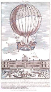Erster bemannter Wasserstoffballonflug, 1783 von French School