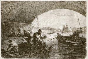 Waffenfischen in der Seine, Illustration aus Cassells Geschichte des Krieges zwischen Frankreich und Deutschland, 1870-1871 von French School