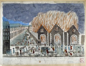 Foire de la Foire Saint Germain in Paris, die Nacht vom 16. auf den 17. März 1762 - Gravur