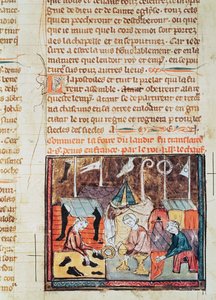 Fol.122v Händler auf der Lendit-Messe bei St. Denis, aus den Grandes Chroniques de France, 1375-79 von French School