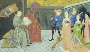 Fol.79r Carlo Marsuppini (gest. 1453) Illustration aus Controversia de Nobilitate von Buonaccorso da Montemagno von French School