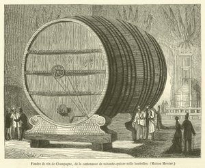 Champagnerfass mit einem Fassungsvermögen von fünfundsiebzigtausend Flaschen, Maison Mercier (Stich)