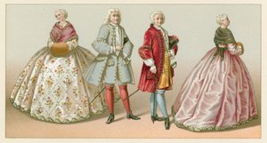 Frankreich XVIII. Jahrhundert Kostüm von French School