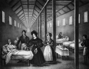 Die französische Königin Marie Amelie besucht ein Krankenhaus, Juni 1832 (Gravur)