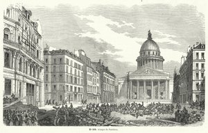 Französische Truppen greifen Aufständische an, die das Pantheon besetzen, Paris, 24. Juni 1848