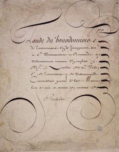 Französische Kalligraphie: Brief der Rechnungskammer von Louis Barbedor um 1640.