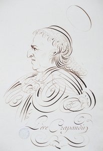 Französische Kalligraphie: Porträt von Pater Crapaudin von Bernard aus Paris um 1780. Historische Bibliothek der Stadt Paris.