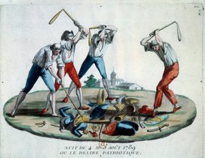 Französische Revolution: Allegorie der Nacht vom 4. August 1789, die die Abschaffung der feudalen Privilegien und Rechte sah