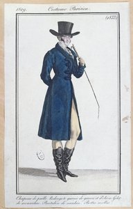 Frack mit Strohhut, Nankeen-Hosen und weichen Stiefeln, 1819