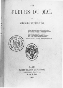 Vorderseite der Erstausgabe von Les Fleurs du mal von Charles Baudelaire, veröffentlicht von Poulet-Malassis et de Broise, 1857 von French School