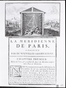 Titelseite des ersten Kapitels von La Meridienne de Paris von Cesar-Francois Cassini de Thury, 1744 von French School